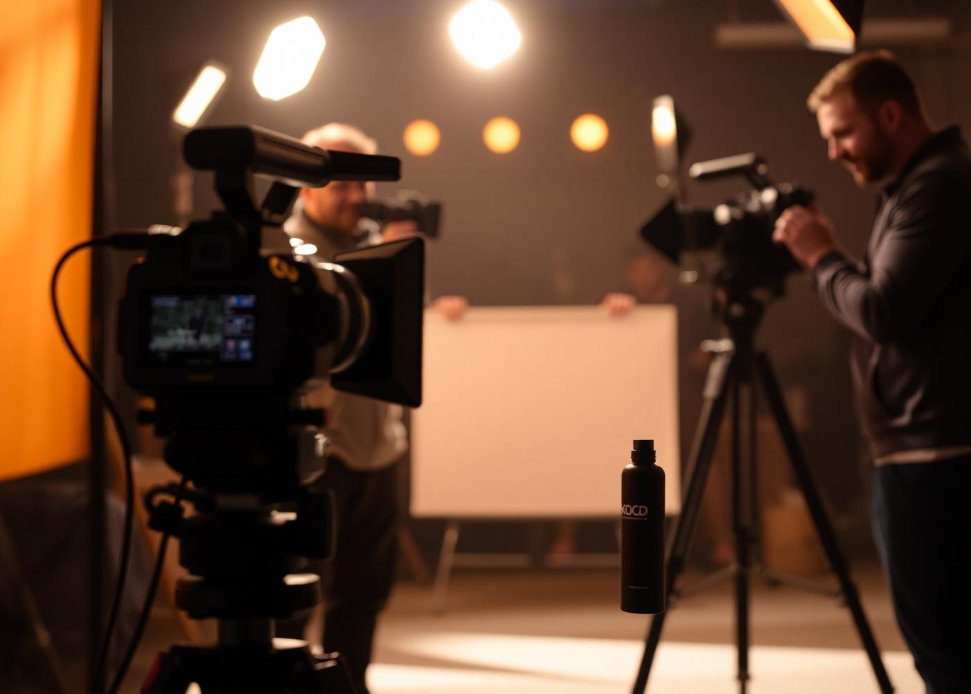 Sponsor brand content production in a studio with cameras and lighting