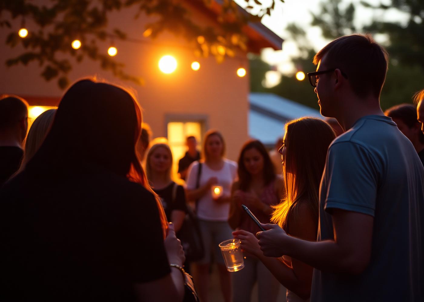Event crowd at golden hour for a promotional film